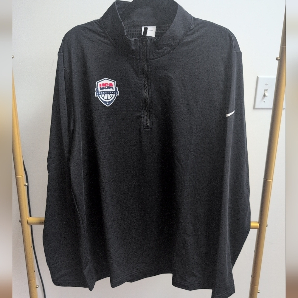 Black Usa Basketball Quarter-Zip Pullover with Logo Sz S NWOT